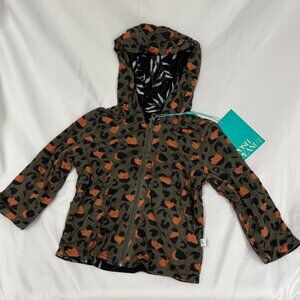 Girls Posh Peanut Reversible Nature Print Hoodie, Dark Green, 6-12 Months, NWT